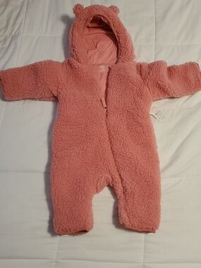 wonder nation Pink Sherpa Hooded One-Piece with Ears